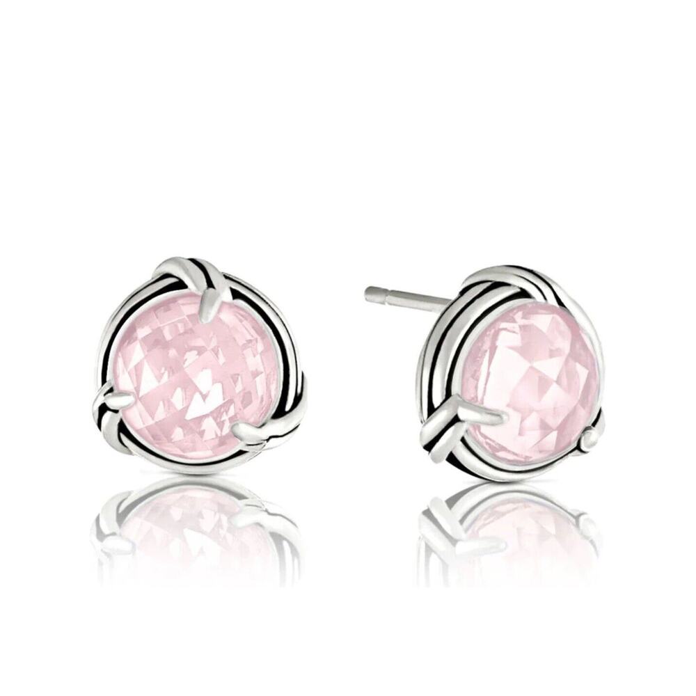 Designer Peter Thomas 3.5 Ct Rose Quartz Earrings Sterling Silver Chic Stylish